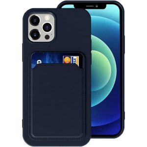 PROTECTOR CON SOPORTE PARA TARJETAS AZUL IPHONE 12 PRO MAX